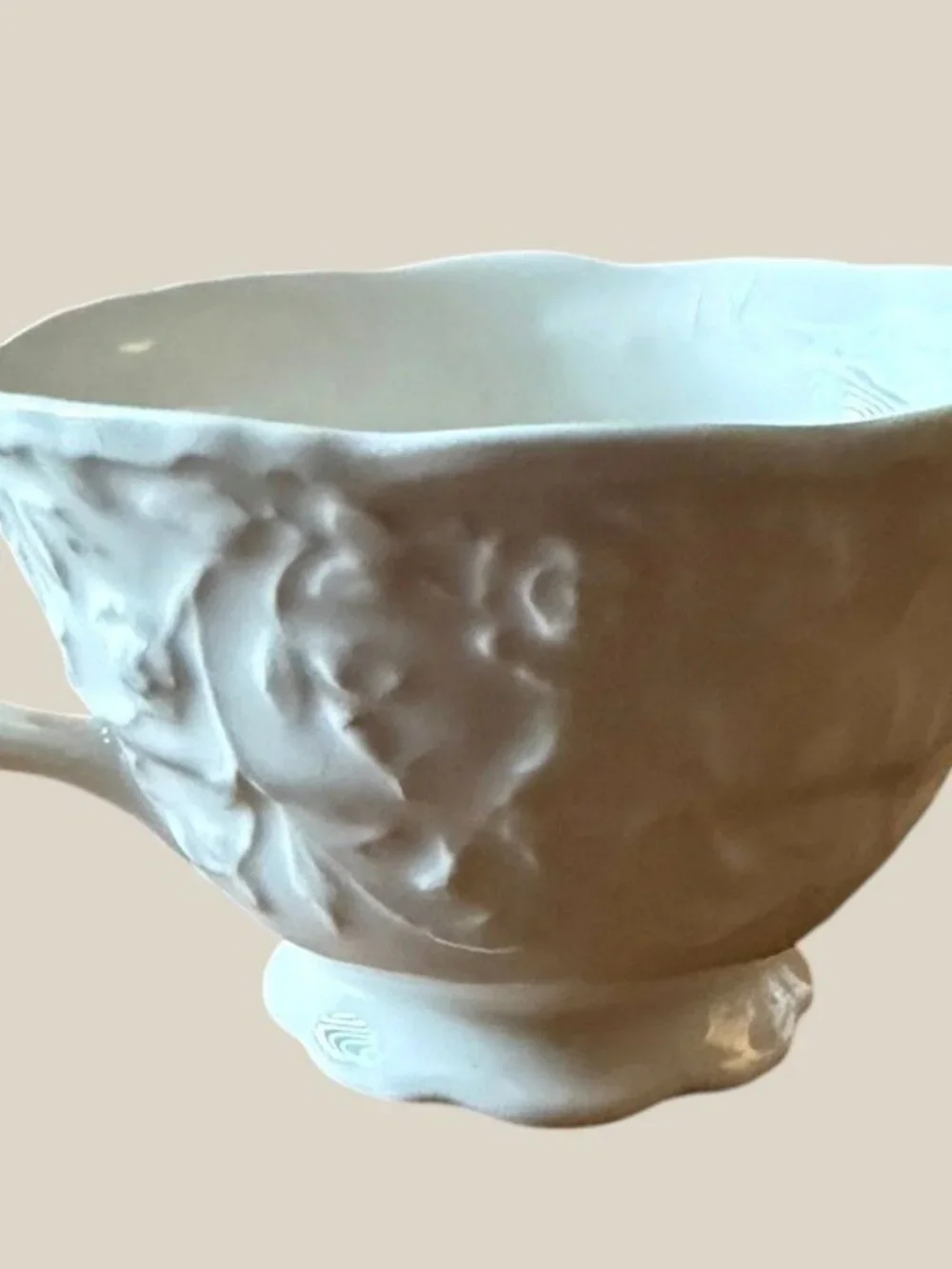 Vintage Pope Gosser Rose Point Gravy Boat White Embossed Roses Steubenville USA